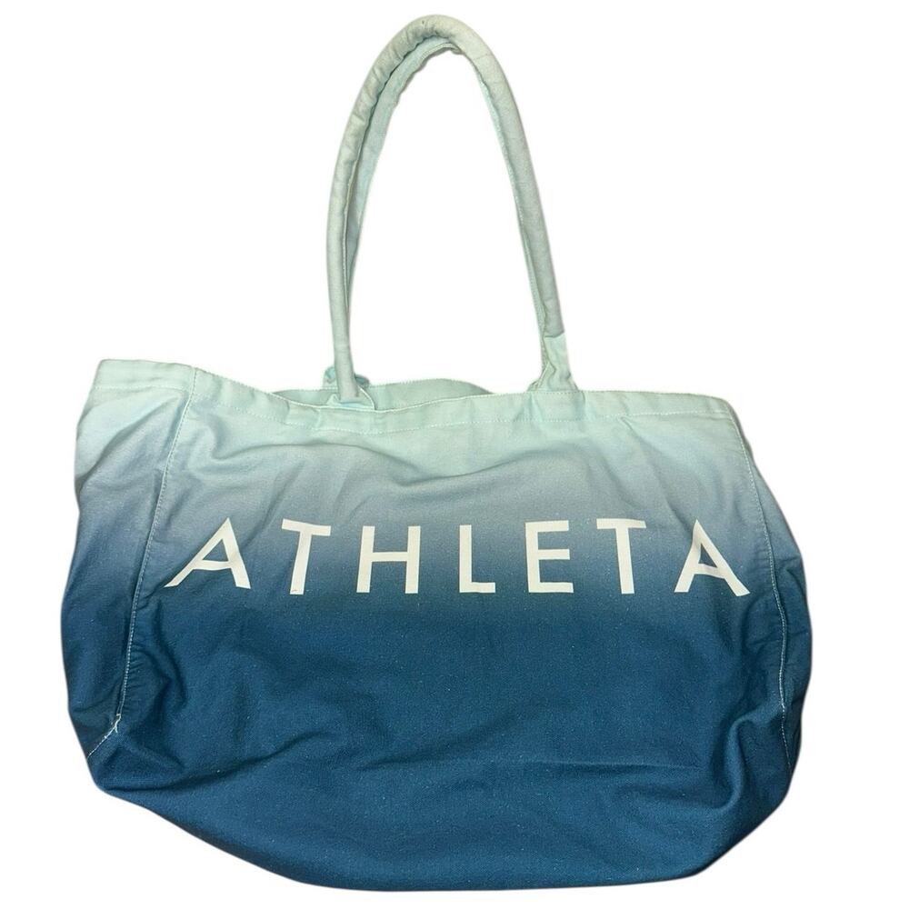 Athleta Tote Bag Blue Ombre Large Gym Bag Shoulder Carry Travel Workout